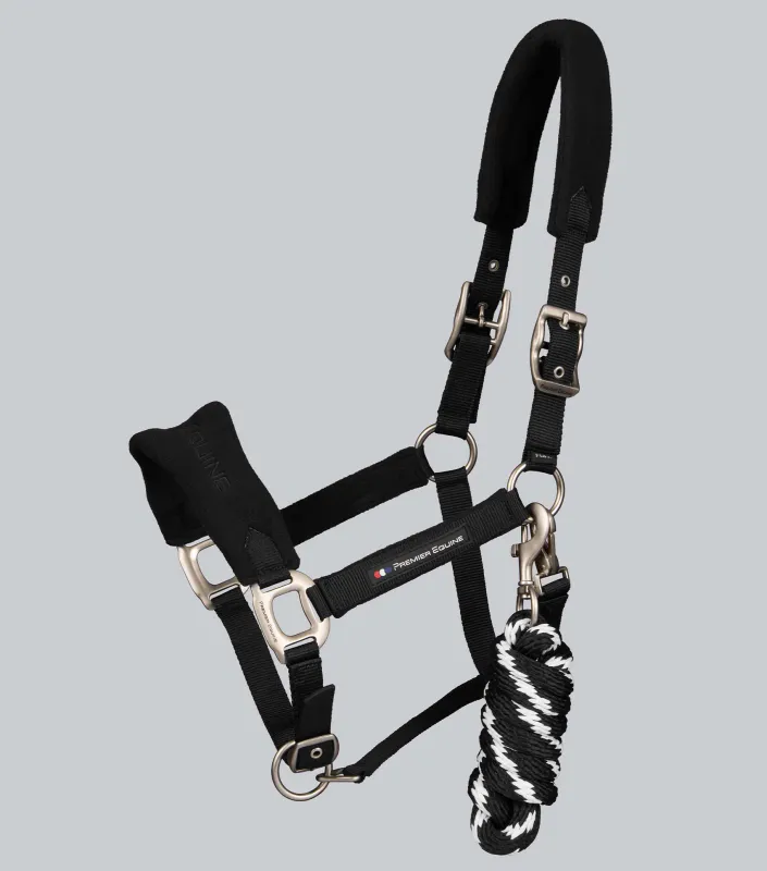 PE Fleece Padded Head Collar with Lead Rope Black