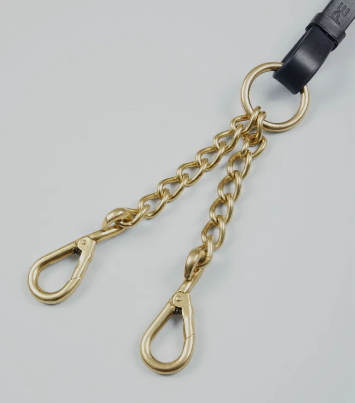 PE Leather Lead Rein with Chain Coupling Black